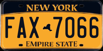 NY license plate FAX7066
