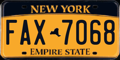 NY license plate FAX7068