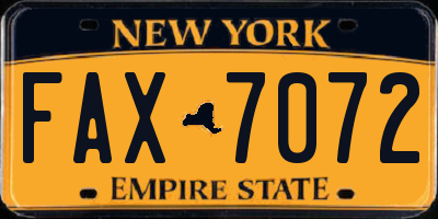 NY license plate FAX7072