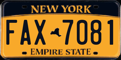 NY license plate FAX7081