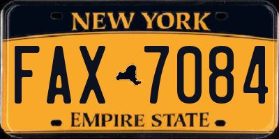 NY license plate FAX7084