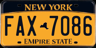 NY license plate FAX7086