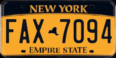 NY license plate FAX7094