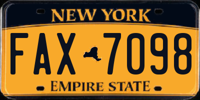 NY license plate FAX7098