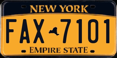 NY license plate FAX7101