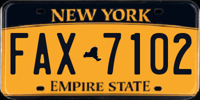 NY license plate FAX7102