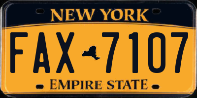 NY license plate FAX7107