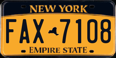 NY license plate FAX7108