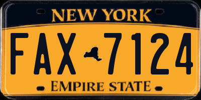 NY license plate FAX7124