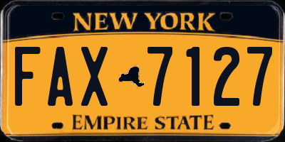 NY license plate FAX7127