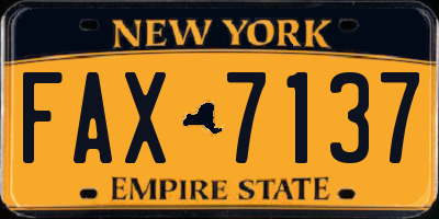 NY license plate FAX7137