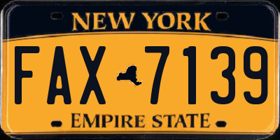 NY license plate FAX7139