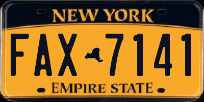 NY license plate FAX7141