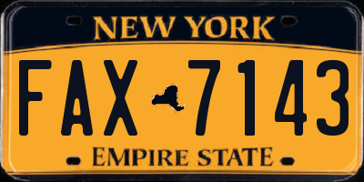NY license plate FAX7143