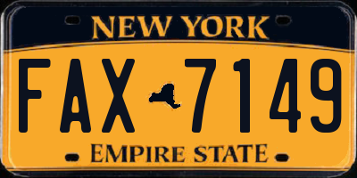 NY license plate FAX7149
