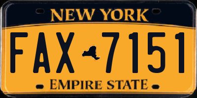 NY license plate FAX7151