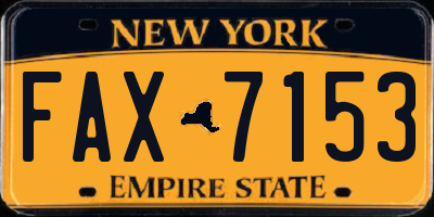 NY license plate FAX7153