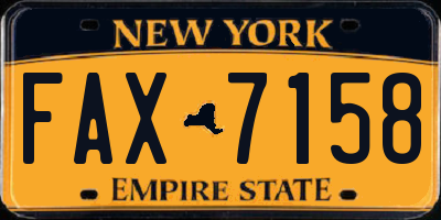 NY license plate FAX7158