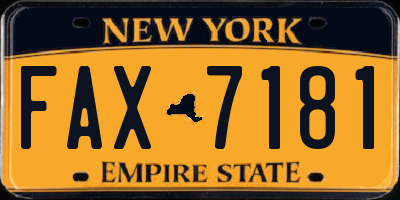 NY license plate FAX7181