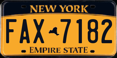 NY license plate FAX7182