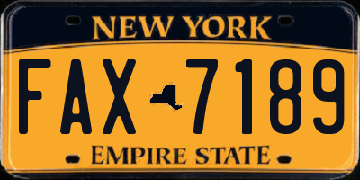 NY license plate FAX7189