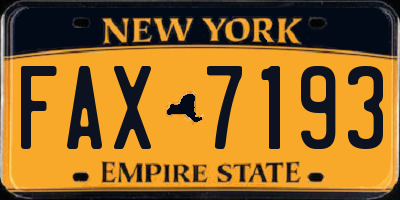 NY license plate FAX7193