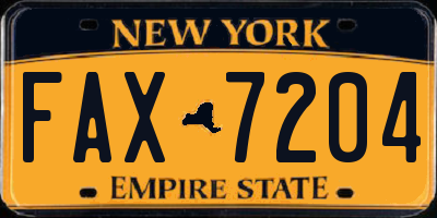 NY license plate FAX7204