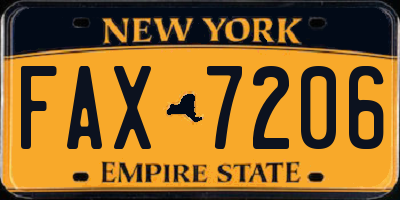 NY license plate FAX7206