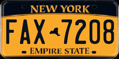 NY license plate FAX7208