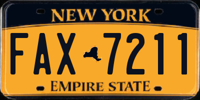 NY license plate FAX7211