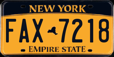 NY license plate FAX7218