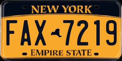 NY license plate FAX7219