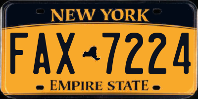NY license plate FAX7224