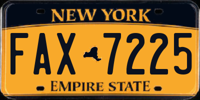 NY license plate FAX7225