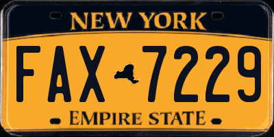 NY license plate FAX7229