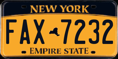 NY license plate FAX7232