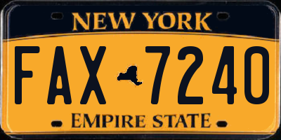 NY license plate FAX7240