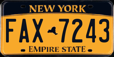NY license plate FAX7243