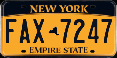 NY license plate FAX7247