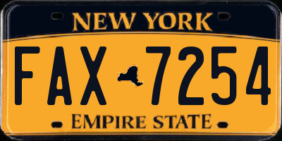 NY license plate FAX7254