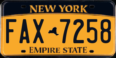 NY license plate FAX7258