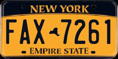 NY license plate FAX7261