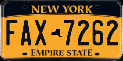 NY license plate FAX7262