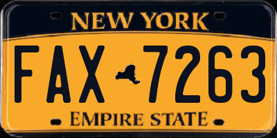 NY license plate FAX7263