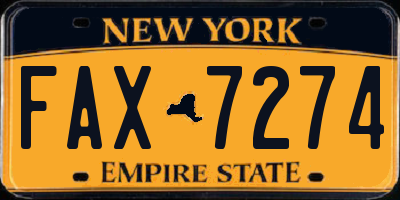 NY license plate FAX7274