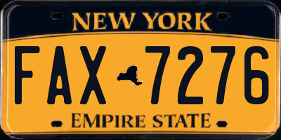 NY license plate FAX7276