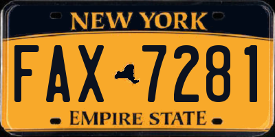 NY license plate FAX7281