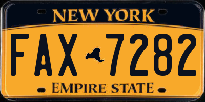 NY license plate FAX7282