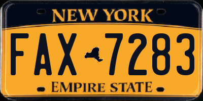 NY license plate FAX7283