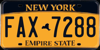 NY license plate FAX7288